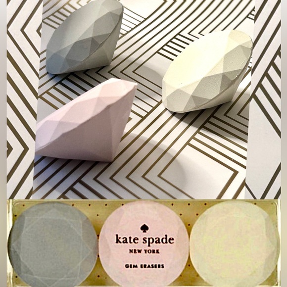 Kate Spade Giant Gem Faceted Diamond Inspired Eraser Gift Set of 3 | NEW IN BOX - Picture 5 of 17
